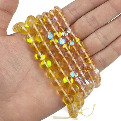 JHNBY Yellow Labradorite spectrolite Natural ShimmerStone 6/8/10MM Round Spacers Loose beads for Jewelry making bracelets DIY