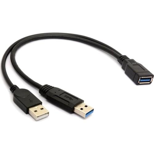 HW24 USB 3.0 Splitter Cable USB 3.0 Male to Dual USB A Female Jack Y Hub USB Splitter Charger & Data Transfer Extension Cable
