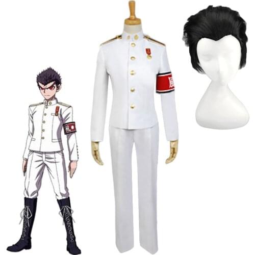 Anime Dangan Ronpa 2 Cosplay Costumes Danganronpa Kiyotaka Ishimaru White Uniform Wig Full Sets For Men Women Halloween C140K247
