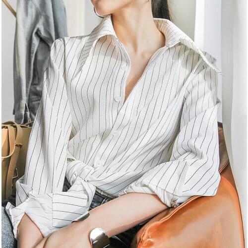 MingJieBiHuo Women's Striped Shirts