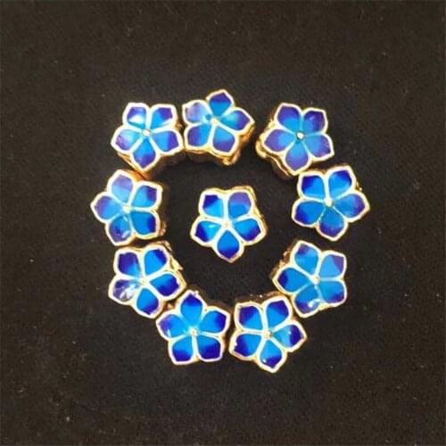 Fashion DIY Beads 10pcs 10mm blue enamel star shape gold-color cloisonne spacers beads jewelry making accessories diy findings