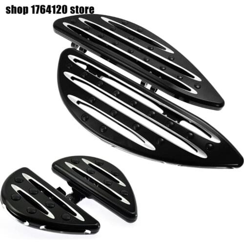 Motorcycle Black CNC Front Driver Floorboards+Rear Passenger Foot Pegs Footrest Floorboard For Harley Touring Electra Glide FLHX