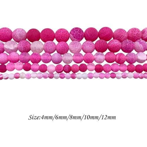 Natural Gem StoneWeathered Lace Frost Agates OnyxRound Pink Beaded for Women DIY Jewelry Making Bracelets Necklaces J341