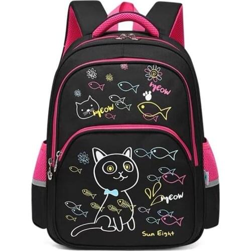 POOLOOS Lovely Cat New Arrival Girl School Backpacks School Bags for Little Girls School Bag Kids Bags 3-4 Grade