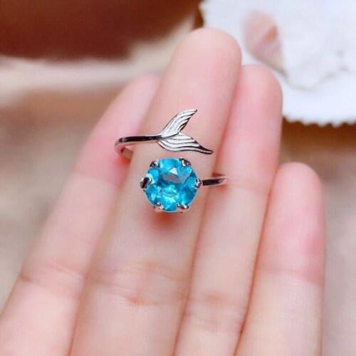 Fashion Fish Tail Opening Rings Charm Mermaid bubble Blue Zircon Dainty Jewelry Womens Wedding Engagement Best Statement Gifts