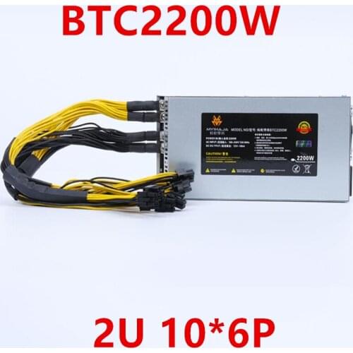 New Original PSU For Myihaja Single Channel 12V Power Supply 2U 10*6P 2200W Power Supply BTC2200W