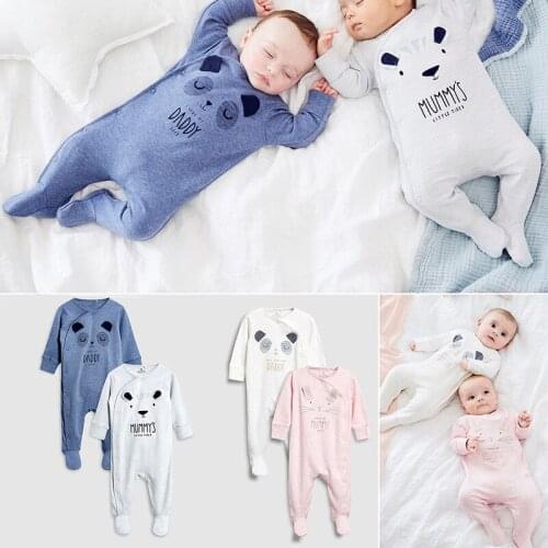 0-18 Months Infant Cartoon Bear Baby Clothes Girl & Boys Long Sleeve Daddy Mummy Baby Rompers Baby Grow Sleep Suits Baby Romper