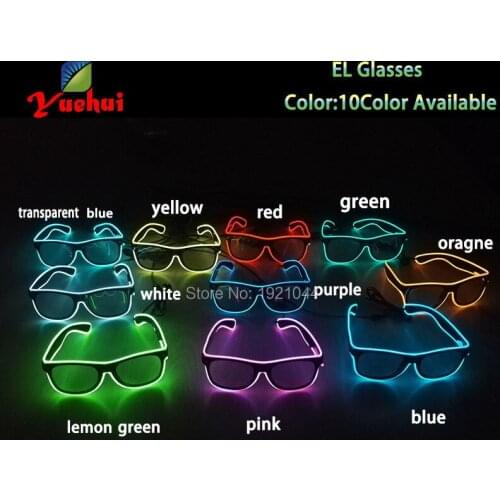 30pieces Wholesale EL Glowing Product EL Wire Light up Glasses LED glasses decoration with Steady on Driver Glow Party Supplies