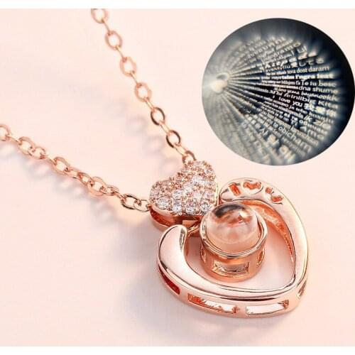 New Fashion Creative Necklace Ms. 100 Languages I Love You Language Valentine Gift Projection Necklace Holiday Gift бижутерия#40