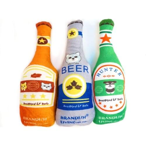 Beer Bottle Shape Dog Toys Pet Squeaker Sound Toy Training Pet Molar Teeth Chew Bite Resistant Puppy Plush Interactive Toy