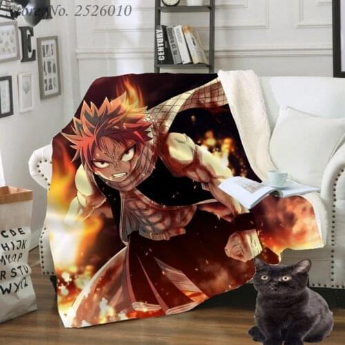 Throw blanket Japan Anime Fairy Tail 3D Velvet Plush Blanket Bedspread For Kids Girls Sherpa Blanket Couch Quilt Cover Travel 06
