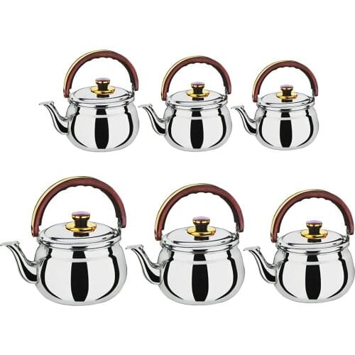 Outdoor Camping Stainless Steel Whistling Kettle Kitchen Tea Pot Milk Water Kettles Silver 0.6L-4.7L