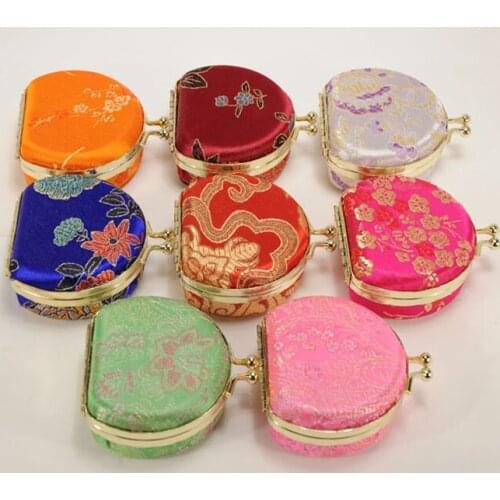 Portable Small Travel Jewelry Set Packaging Boxes Mirror Antique Handmade Silk Ring Necklace ear rings Storage Case F20173452