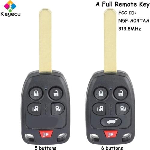 KEYECU Remote Control Car Key - 5 1/ 6 Buttons & 313.8MHz - FOB for Honda Odyssey 2011 2012 2013 FCC ID: N5F-A04TAA / N5F-A04TAA