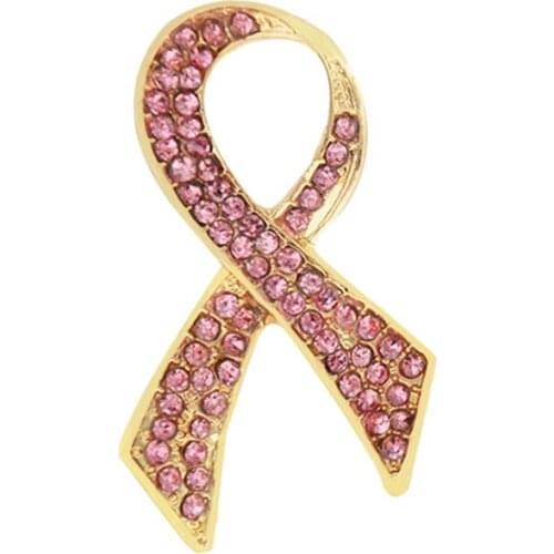 Pink Rhinestone Bowtie Brooches Breast Cancer Awareness Pin Ribbon Brooch Pin Lucky Jewelry