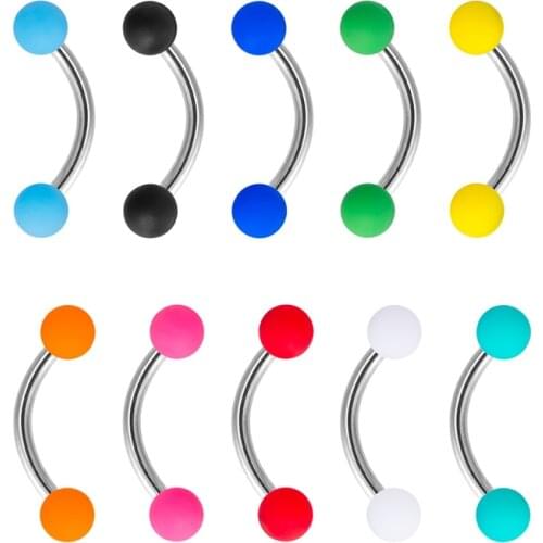 10PCS Colorful Acrylic Rook Daith Earrings Belly Lip Ring Eyebrow Studs Cartilage Tragus Surgical Steel Barbell Piercing Jewelry