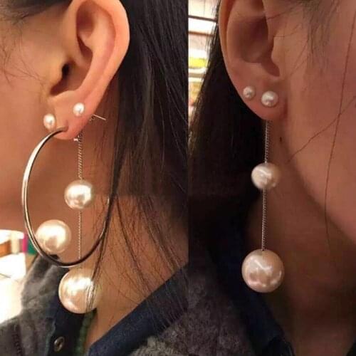 Earrings for Women Party Pearl Circle Exaggerated Eardrop Drop Earring Oorbellen Aretes Brincos Para As Mulheres