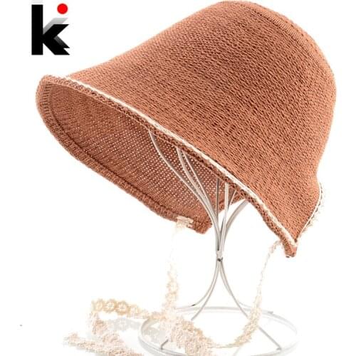 Ladies Beach Hat Summer Wide Brim Sun Hat Women Elegant Floppy Sunbonnet With Lace Belt Outdoor Sun Protection Female Travel Hat