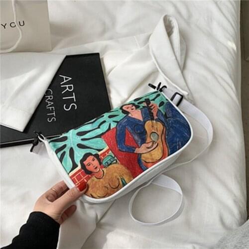 2021 new Oil Painting Shoulder Bags Aesthetics Vogue Harajuku vintage shopping Fun Ulzzang Women Bag Wallet Underarm canvas bag