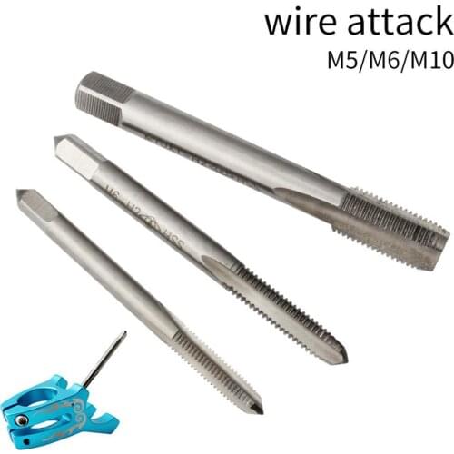 Bicycle Thread Tap M5/M6/M10 Bike Stem Brake Adapter Tail Hook Screw Tap Repair Spiral Tool Deburr Drill Bits Cycling Accessory