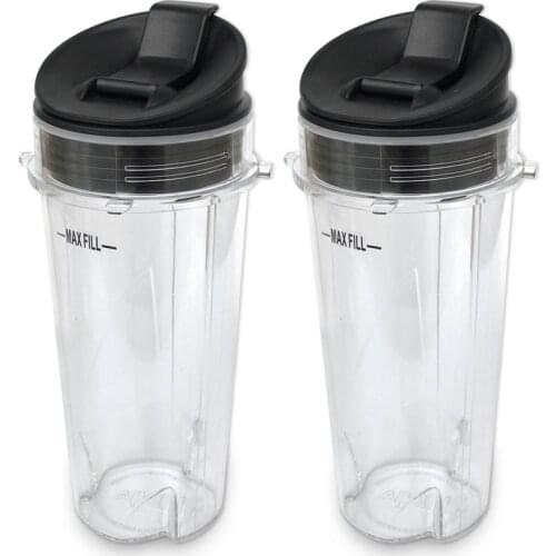 Replacement Parts for Nutri Ninja Blender 2 Pack 16-Ounce Single Serve Cup and Lid Fit for Ninja BL770 BL780 BL660 Blenders