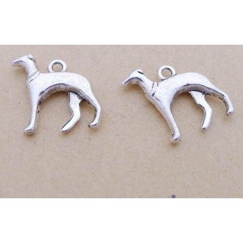 10 Pieces 19x23mm Antique Silver Color Loyal Dog Charms Bracelet For DIY Jewelry Making