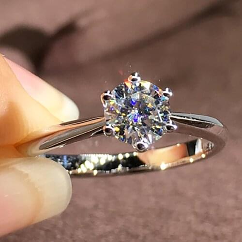 10K Au417 White Gold Women Ring Moissanite Diamonds 1 2 3 4 5 Carat Round Wedding Party Engagement Anniversary Ring Classic