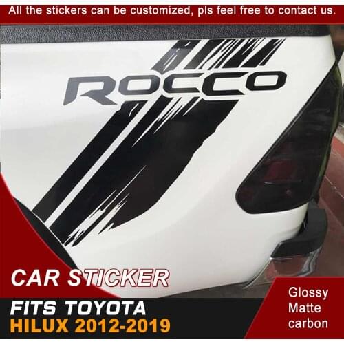 2Pcs hilux racing box bed side stripe graphic Vinyl car sticker accessories for TOYOTA HILUX ROCCO