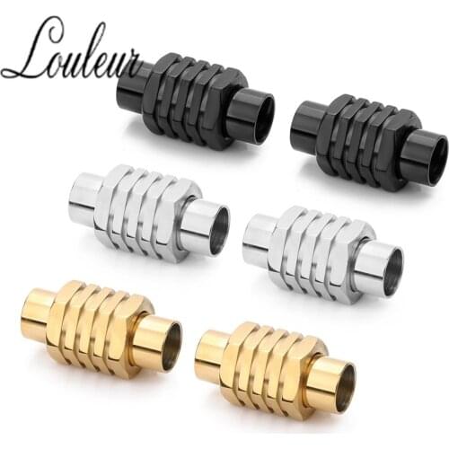 2pcs/lot Gold Magnetic Clasps Leather Cord Bracelet End Connectors Buckle 304L Geometric Screw Fasten Clasp DIY Findings