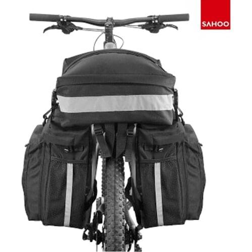 3 in 1 Cycling Bag Bicycle Luggage Carrier Mount 37L Rear Trunk Rack Carryings Storage Pannier Backpack Light Reflective