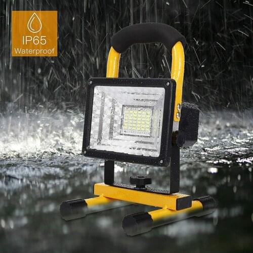30W Reflector IP65 Waterproof Projector Rechargeable Work Flood Light Spotlight Cordless Camping Lamp for Construction Emergency