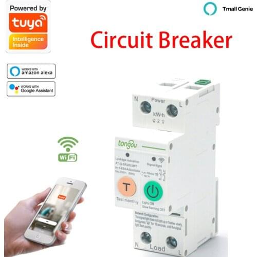 Tuya WIFI Circuit Breaker Smart Energy Meter Kwh Metering Monitoring Smart Home Timer Relay Ewelink APP Remote Control Leakage