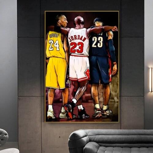 Basketball Characters LeBron James And Kobe Superstar Player Poster Mural Home Decoration Wall Canvas Painting