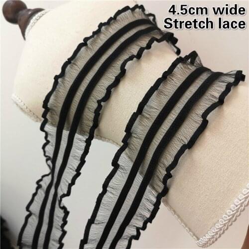 Black White Stretch Ruffled Lace DIY Cuff Collar Ladies Baby Hair Accessories Bouquet Bow Ribbon Swimwear Underwear Dentelle