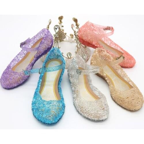 2020 Girls Kids Summer Crystal Jelly Sandals Princess Cosplay Party Dance Shoes Baby Girls Shoes High-Heeled Shoes