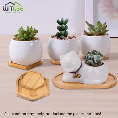 Round/Oval/Square Planter Stand Favor China Simple Style Succulent Pot Tray DIY Garden Tray Flower Ceramic Bamboo Plate Holder