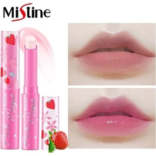 Mistine Natural Strawberry Discoloration Lasting Moisturizing Lip Balm Lipstick Makeup Cosmetics Lips Care Tint Lip Gloss