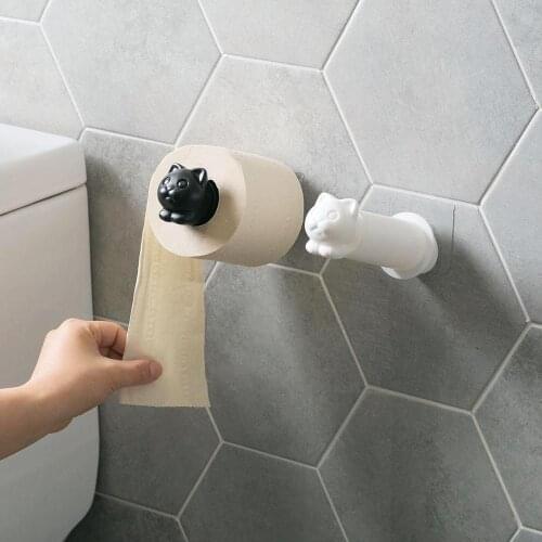 Cartoon Wall Mounted Toilet Paper Holder Bathroom Paper Towel Holder Roll Paper Tissue Hanging Rack Shelf Hook Bath Accessories