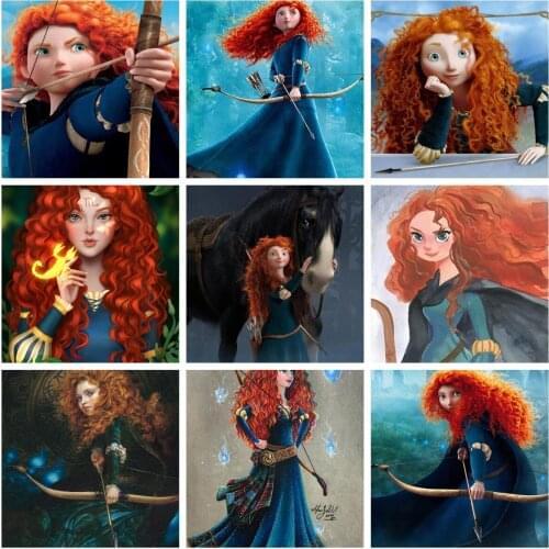 DIY Diamond Painting Disney Merida Princess Brave Cartoons Cross Stitch Embroidery Kit Full Drill Mosaic Resin Home Decor Gift