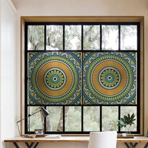 Glass Film In Window Films Home Decor Privacy Glass Door Sticker Home Decor Digital print Mandala GS036