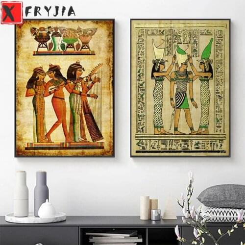 Full square Round drill Diamond embroidery Vintage Egyptian woman parchment 5D DIY diamond Painting Cross Stitch Mosaic×2PCS