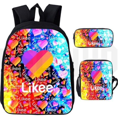 3D Print Likee Backpack (Like Video) Russia Type App Bag 3pcs/set Casual Zipper Pencil Case Funny Bagpack Bookbag New Arrivals