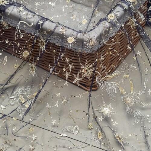 152cm x50cm High quality water soluble sequin beaded embroidery mesh lace fabric handmake diy wedding fashion women dress