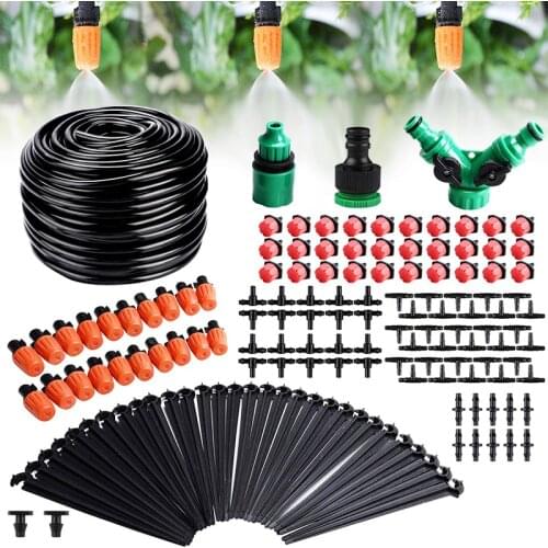 60M Micro Drip Irrigation System DIY Garden Irrigation Watering Kit with Adjustable Dripper Kits Micro Spray Cooling system