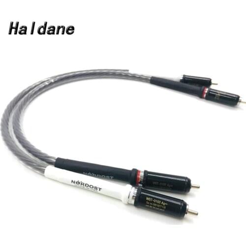 Haldane HIFI Brown Single Crystal Silver Nordost Odin 2 RCA to 2 RCA Cable Reference Interconnect Cable with Rhodium Plated Plug