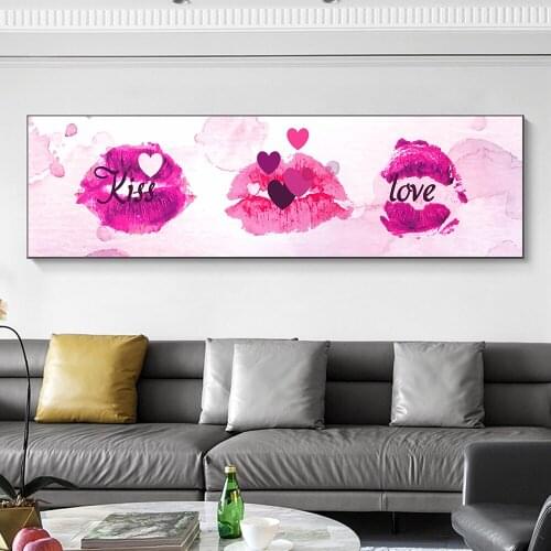 Modern Abstract Kiss Love Red Lips Romance Posters and Prints Canvas Painting Wall Pictures for Living Room Cuadros Decor