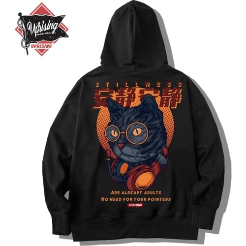 Hoodie Sweatshirt Harajuku Funny Japanese Rubbing Bath Cats Print long Sleeve Sweatshirt Hip Hop Casual Streetwear Men Hoodie