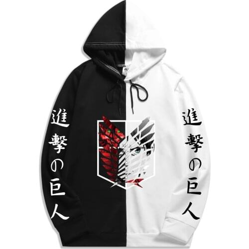 Summer Japan Anime Attack on Titan Patchwork hoodie Spring Long Sleeved Pullovers Hoodies Streetwear Thin Clothing Harajuku