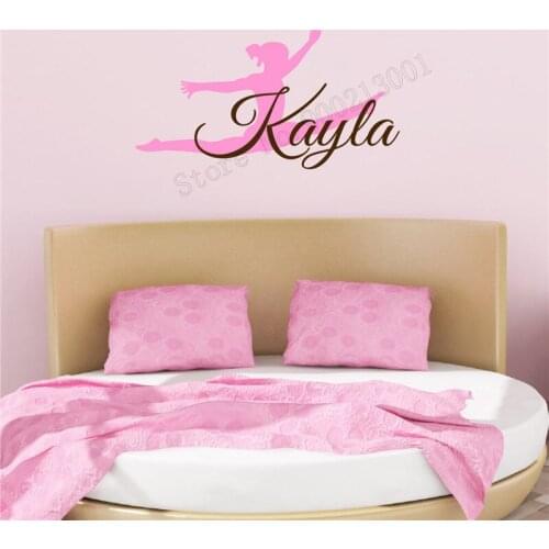 Wall Decoration Gymnastics Sports Girl Decorative Personalized Name Design Decor Beauty Removeable Vinyl Art Mural Decal LY370