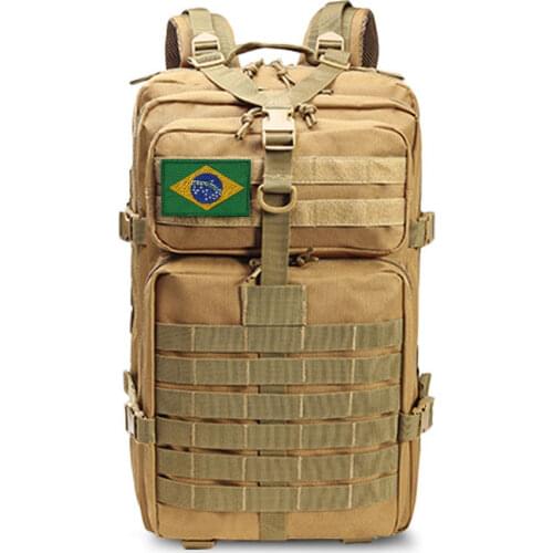 50L Capacity Men Army Military Tactical Large Backpack Waterproof Outdoor Sport Hiking Camping Hunting Rucksack Brazilian flag